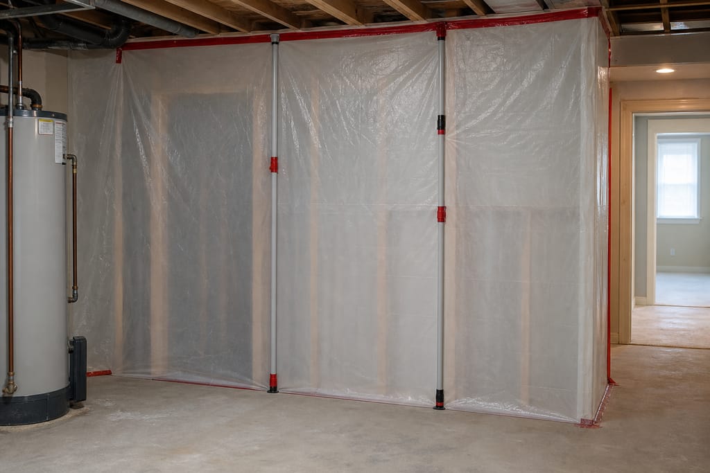 Temporary containment sheeting photo